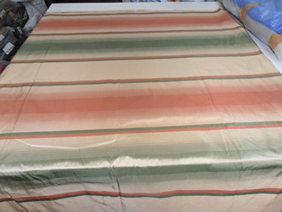 SILK TAFFETA FABRIC ~Reddish Pink,Green and Cream colour stripe TAF S#18 54" wide