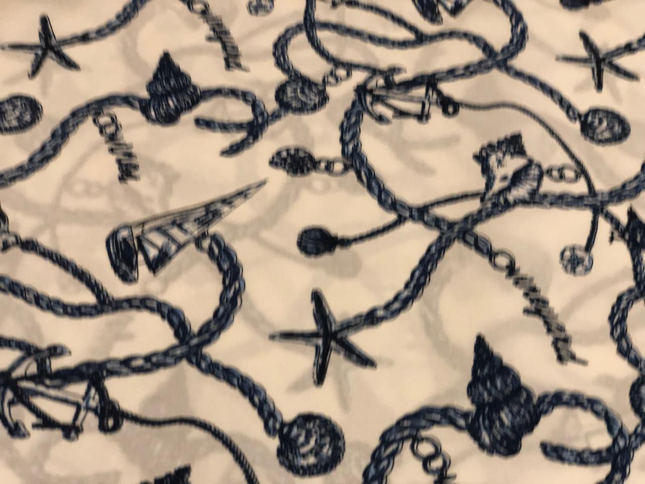 100% Cotton Poplin white with charms hanging on a necklace all over print [18691]