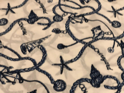 100% Cotton Poplin white with charms hanging on a necklace all over print [18691]