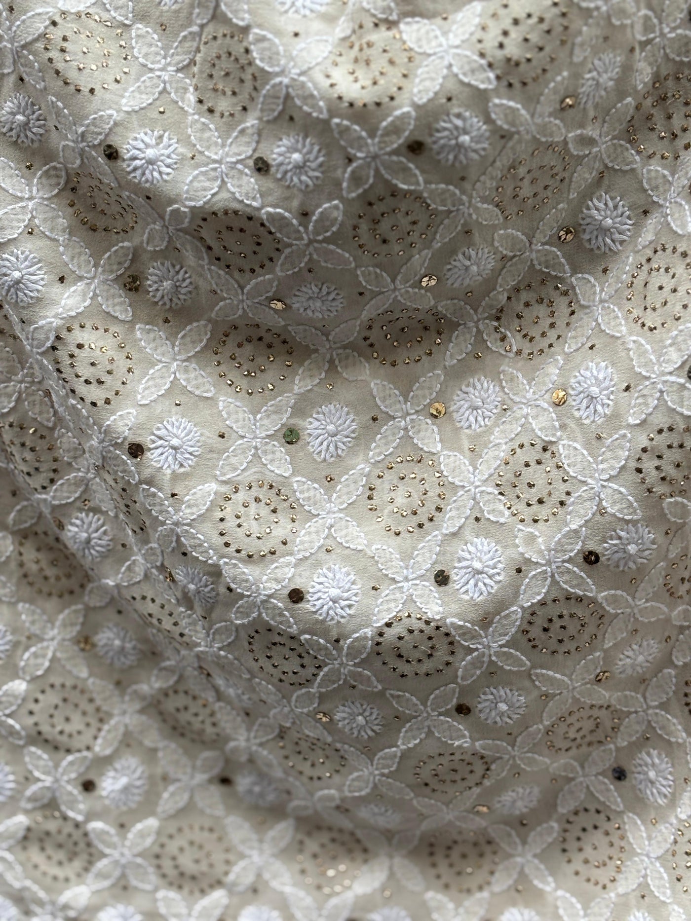 Stole with mukesh , dori tikki ,a traditional Indian embroidery 44" wide and 3 yards long.[17687]