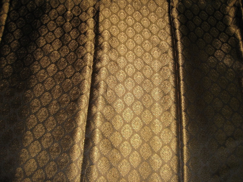 Silk Brocade Fabric Blackish Brown & Gold 44 " wide BRO80[5]