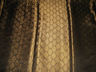 Silk Brocade Fabric Blackish Brown & Gold 44 " wide BRO80[5]