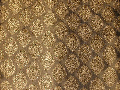 Silk Brocade Fabric Blackish Brown & Gold 44 " wide BRO80[5]