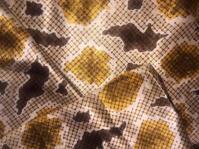 100% Pure Silk Satin 80 grams 54"Wide Fabric abstract print  available in 2 colors black and brown  [18285/86]