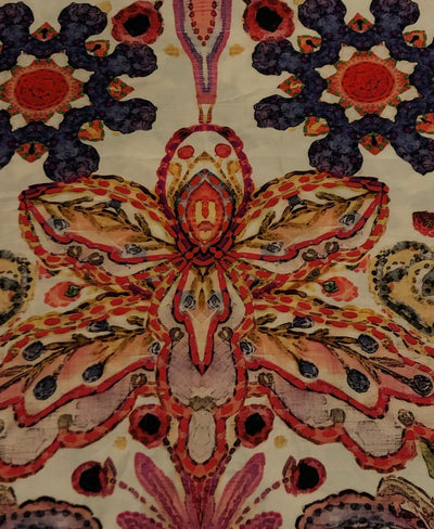 100% Pure Silk 100 grams satin printed 44"wide fabric big multi coloured [18555]