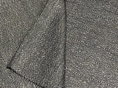 TWEED FANCY Suiting Fabric NAVY AND WHITE ZIG ZAG LINES single length of 2 yards  [16582]