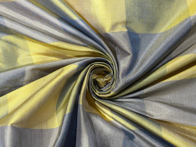SILK Dupioni Fabric blues, gold and green Color Plaids 54" WIDE DUPNEWCROLL31