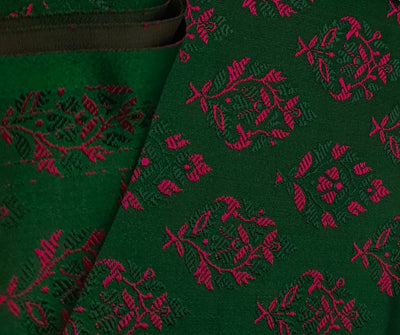 Silk Brocade fabric beautiful green with pink motif  floral jacquard BRO1070[2]