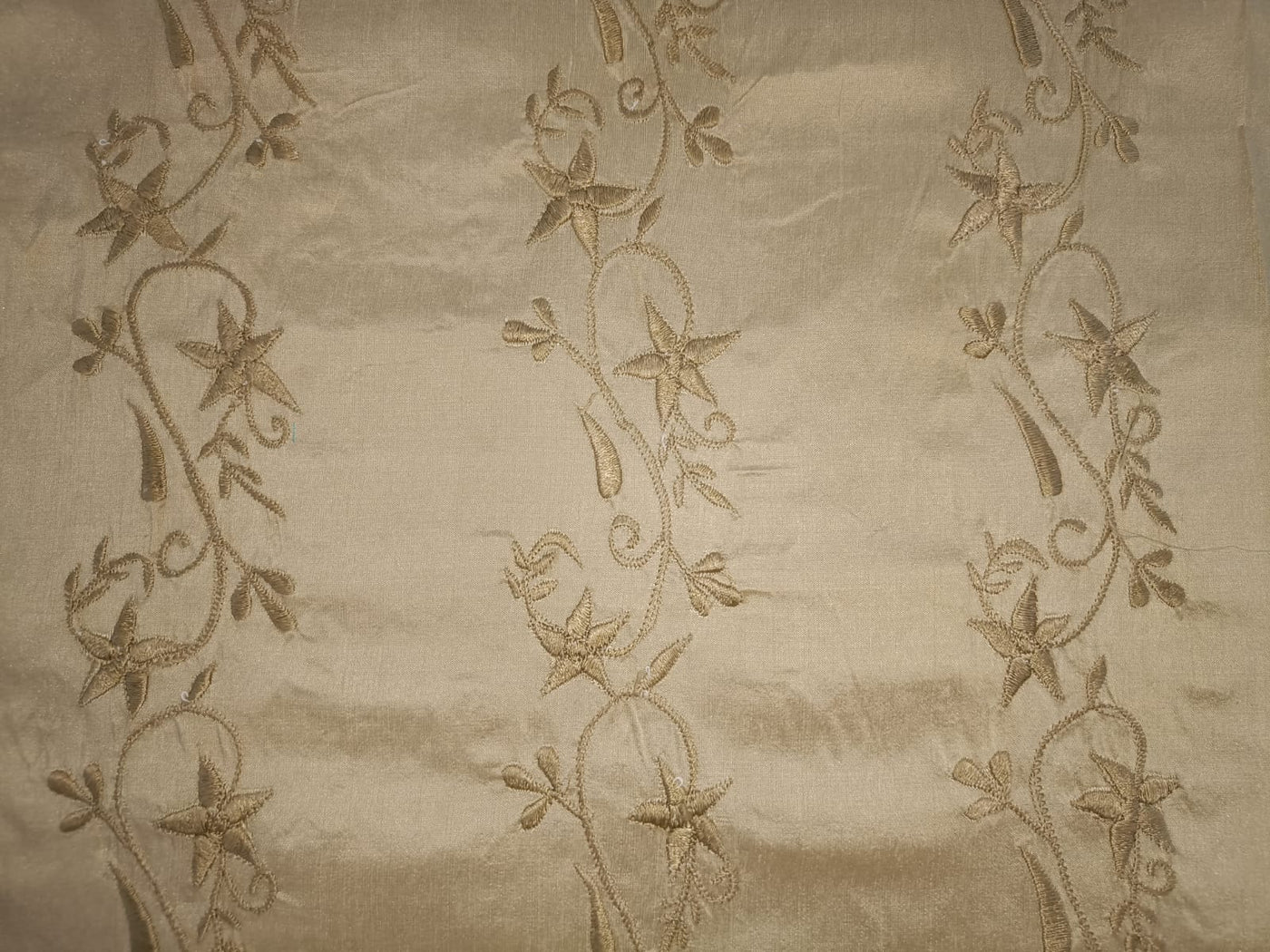 Rich beige color silk embroidered dupioni 54" wide DUPE17[2]