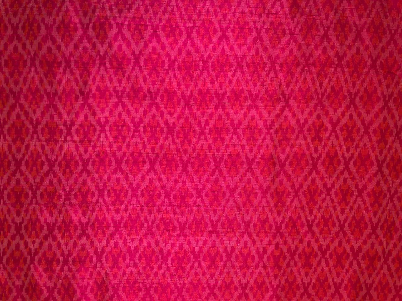 100% pure silk dupion ikat fabric pink color 44" wide available in 3 combinations
