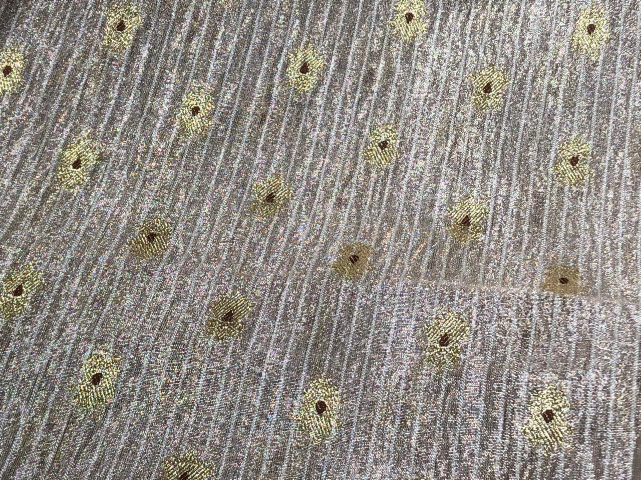 Tissue Crushed sheer mina MOTIF jacquard fabric 44"wide available in 3 colors gold, silver gold and silver grey[18254/55/56/57]