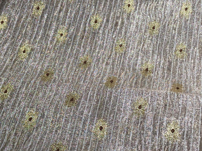 Tissue Crushed sheer mina MOTIF jacquard fabric 44"wide available in 3 colors gold, silver gold and silver grey[18254/55/56/57]