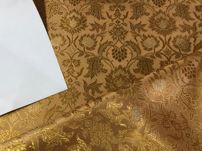 Silk Brocade fabric gold with  gold floral jacquard  BRO1021[2]