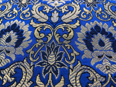 Silk Brocade fabric royal blue with subtle gold metallic jacquard 44" wide BRO1099[2]