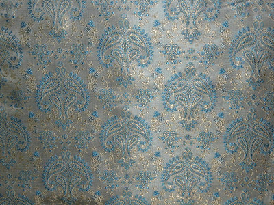 Silk Brocade fabric Grey,Blue Butter Gold 44" wide BRO84[4]