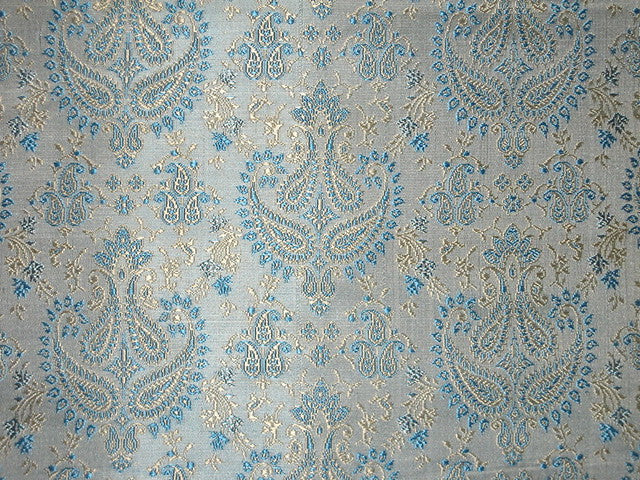 Silk Brocade fabric Grey,Blue Butter Gold 44" wide BRO84[4]