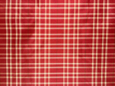Silk Taffeta Fabric coral ivory plaids 54” Wide (TAFC71)