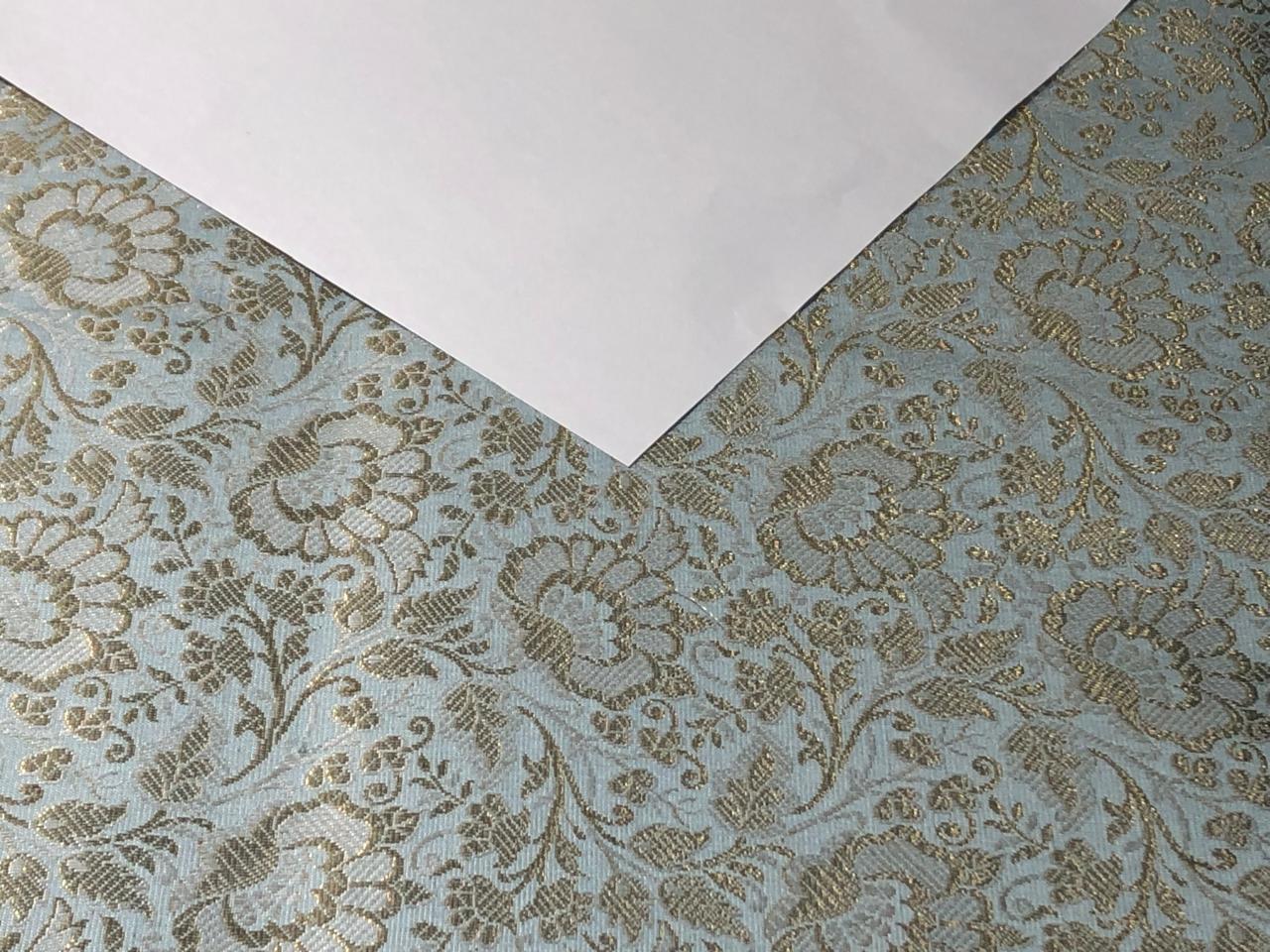 Brocade Fabric VINE Jacquard with metallic gold available in 2 colors MINT AND POWDER BLUE BRO993[4/5]