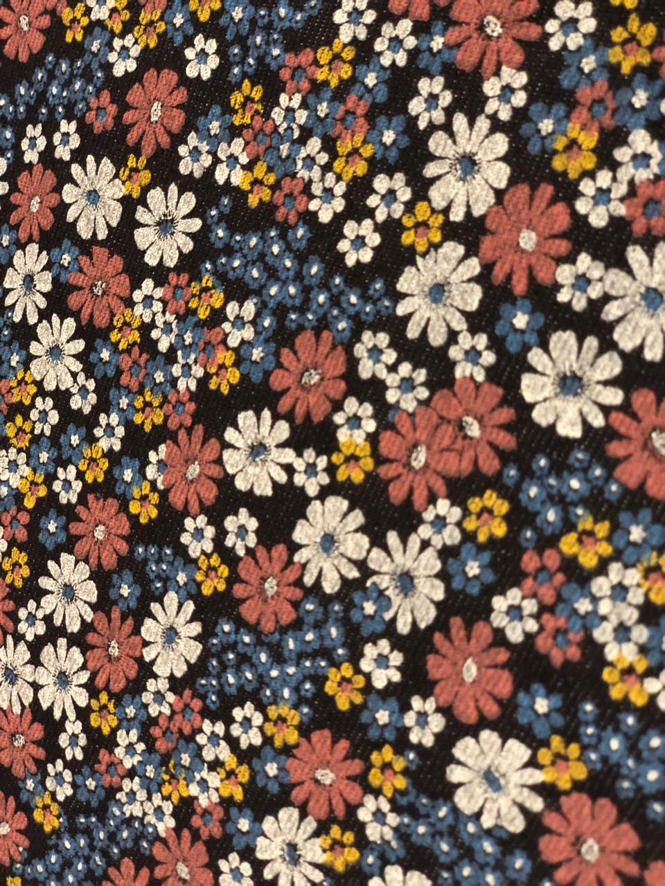 100% Cotton Denim  Fabric 58" wide dainty floral motifs [18682]