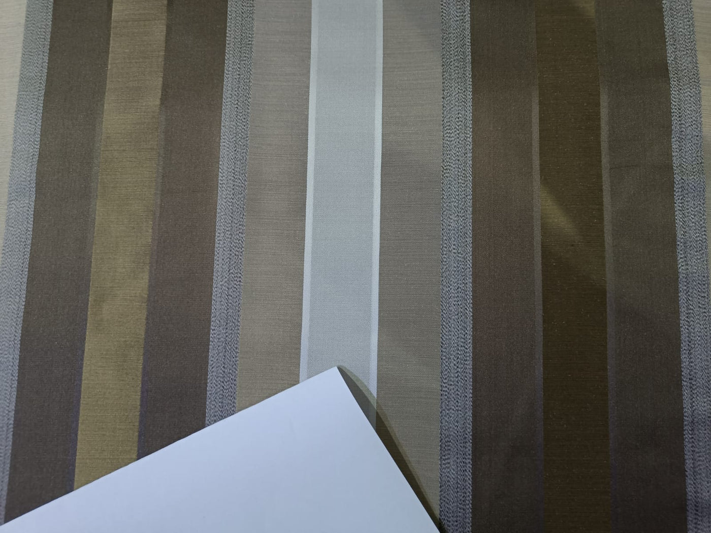 100% Silk Taffeta Fabric Shades of Brown,Gold & Grey colour with Satin Stripes 54" wide TAF#S102[1]