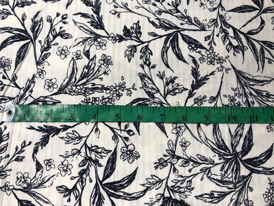 100%  Linen Cotton Flex Beautiful black  Floral Print Fabric 58" wide [16869]