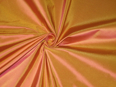 100% Pure SILK TAFFETA FABRIC Mango Orange x Pink Shot color 54" wide TAF161