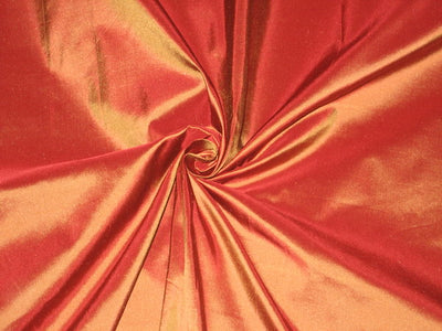 100% Pure SILK TAFFETA FABRIC Rust with Gold Shot color 54" wide TAF99[2]