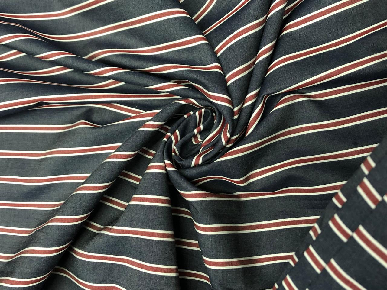 100% Cotton 58" wide available in 3 different blues pastel blue/white , navy/red/white , and blue/navy