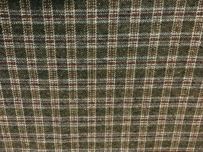 Tweed Premium Suiting Wool Blended plaids in green rust and ivory Fabric 58" wide [18317]