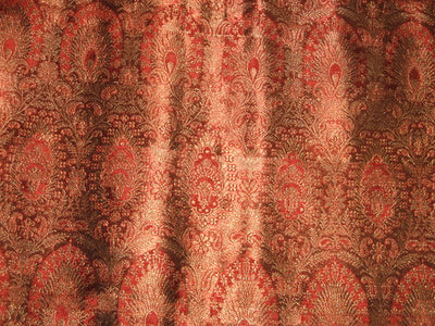 Silk Brocade fabric Red & Antique Gold color 44" wide BRO100[3]