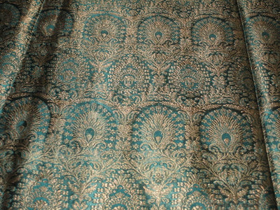 Silk Brocade fabric Peacock Green & Antique Gold 44" wide BRO100[4]