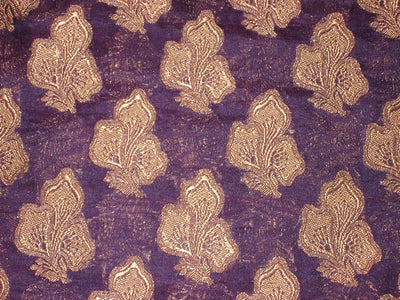 Silk Brocade Fabric Purple with Antique Gold 44" wide BRO103[5]