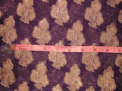 Silk Brocade Fabric Purple with Antique Gold 44" wide BRO103[5]