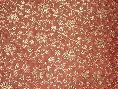 Silk Brocade fabric Tomato Red & Gold 44" wide BRO103[3]