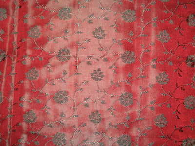 Silk Brocade fabric Wine Red & Green 44" wide BRO102[6]