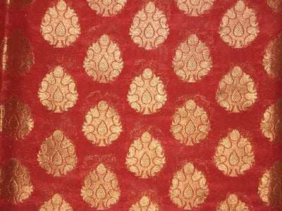 Silk Brocade fabric Red &amp; Antique Gold 44" wide BRO105[2]