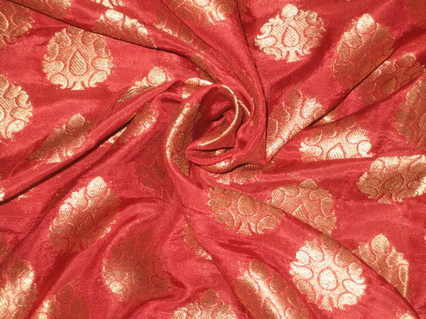 Silk Brocade fabric Red & Antique Gold 44" wide BRO105[2]