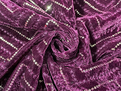 Micro Velvet Fabric Embroidered 44" wide available in 2 colors blood red and mulberry