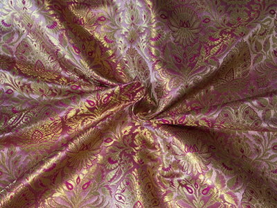 Silk Brocade fabric  jacquard available in 7 colors mulberry, burgundy, candy pink, teal, mustard, green x red  and turquoise BRO1026