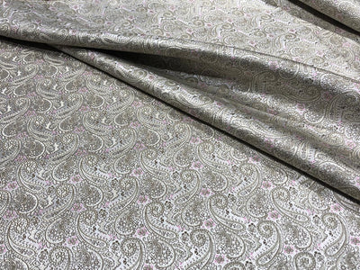 Brocade fabric subtle silver pink  color with paisley jacquard  44" wide reversable BRO1031[2]
