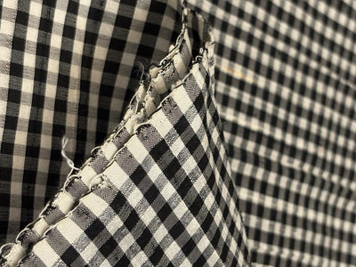 100% silk dupion  black and white Plaids fabric 44" DUPNEWC32[2]