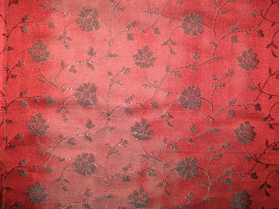 Silk Brocade fabric Dark Indian Red & Black 44" wide BRO112[2]
