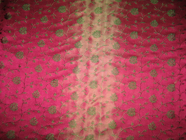 Silk Brocade fabric Indian Pink & Green 44" wide BRO112[3]
