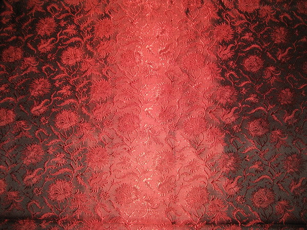 Silk Brocade fabric Wine Red & Black Color 44" wide BRO113[4]