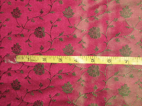 Silk Brocade fabric Indian Pink & Green 44" wide BRO112[3]