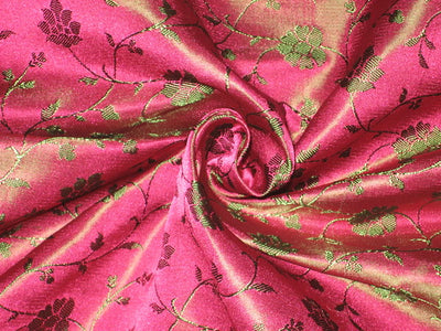 Silk Brocade fabric Indian Pink & Green 44" wide BRO112[3]