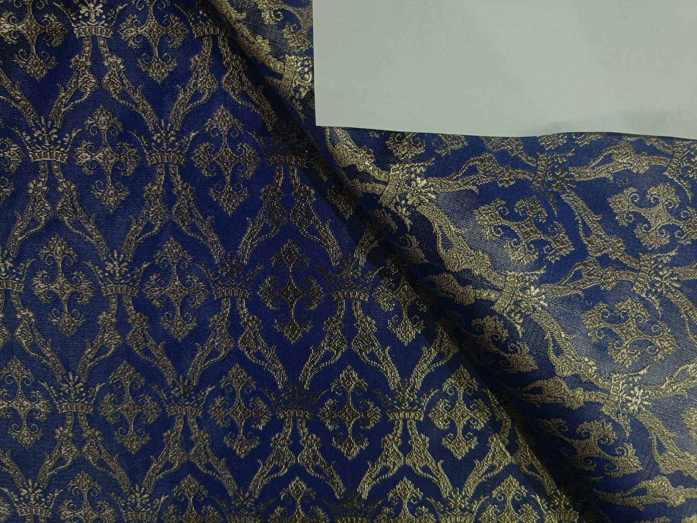 Silk brocade vestment fabric ROYAL BLUE X  GOLD 44" wide BRO155[7]