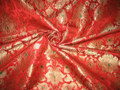Brocade jacquard vintage mughal fabric deep red colour 44" wide BRO115[1]