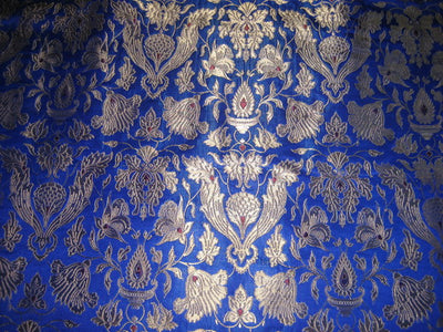 Brocade jacquard vintage mughal fabric royal blue colour  44" wide BRO115[2]