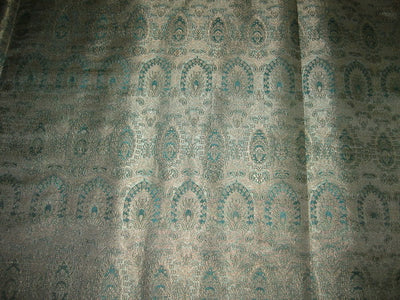 Silk Brocade fabric Sea Green &amp; Metallic Gold 44" wide BRO113[6]